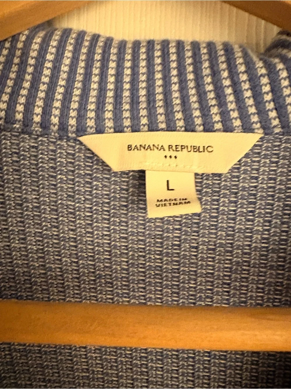 Banana Republic Light Blue & White Striped Polo Shirt